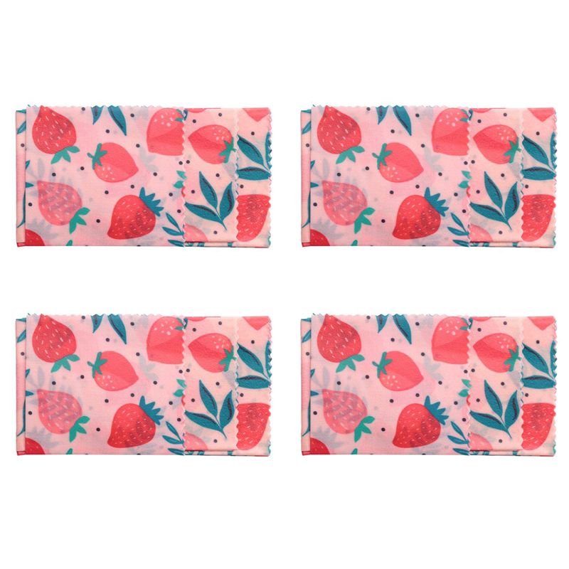 Beeswax Wrap Reusable - B62B-4セット 再利用可能な蜜蝋クロスラップ 食品保存袋 蓋 ジャングルパーティー 蜜蝋ラップ