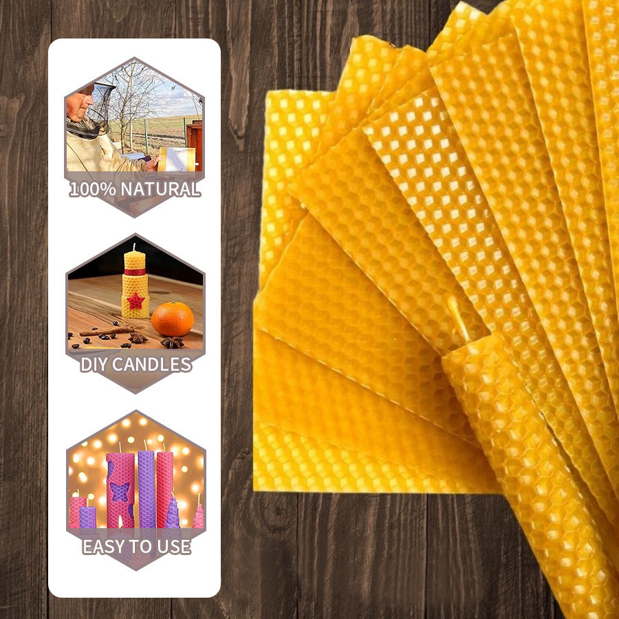 Beeswax Wrap Reusable - 10/20/30 個天然蜜蝋シートキャンドル作り手作り Diy キャンドルローリングキット蜜蝋ファンデーションシート工芸品の装飾