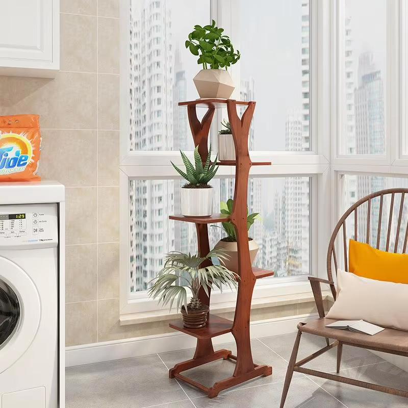 Sustainable Living Usa - 竹製プラントスタンド モダンスタイル リビングルーム フラワーラック 3段ディスプレイシェルフ 段階式オーガナイザー
