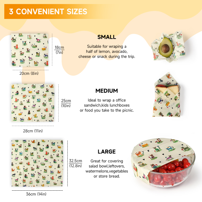 6パック（2S） 2M、2L) 再利用可能な蜜蝋ラップ 食品 - Beeswax Wrap Reusable のレビューと価格