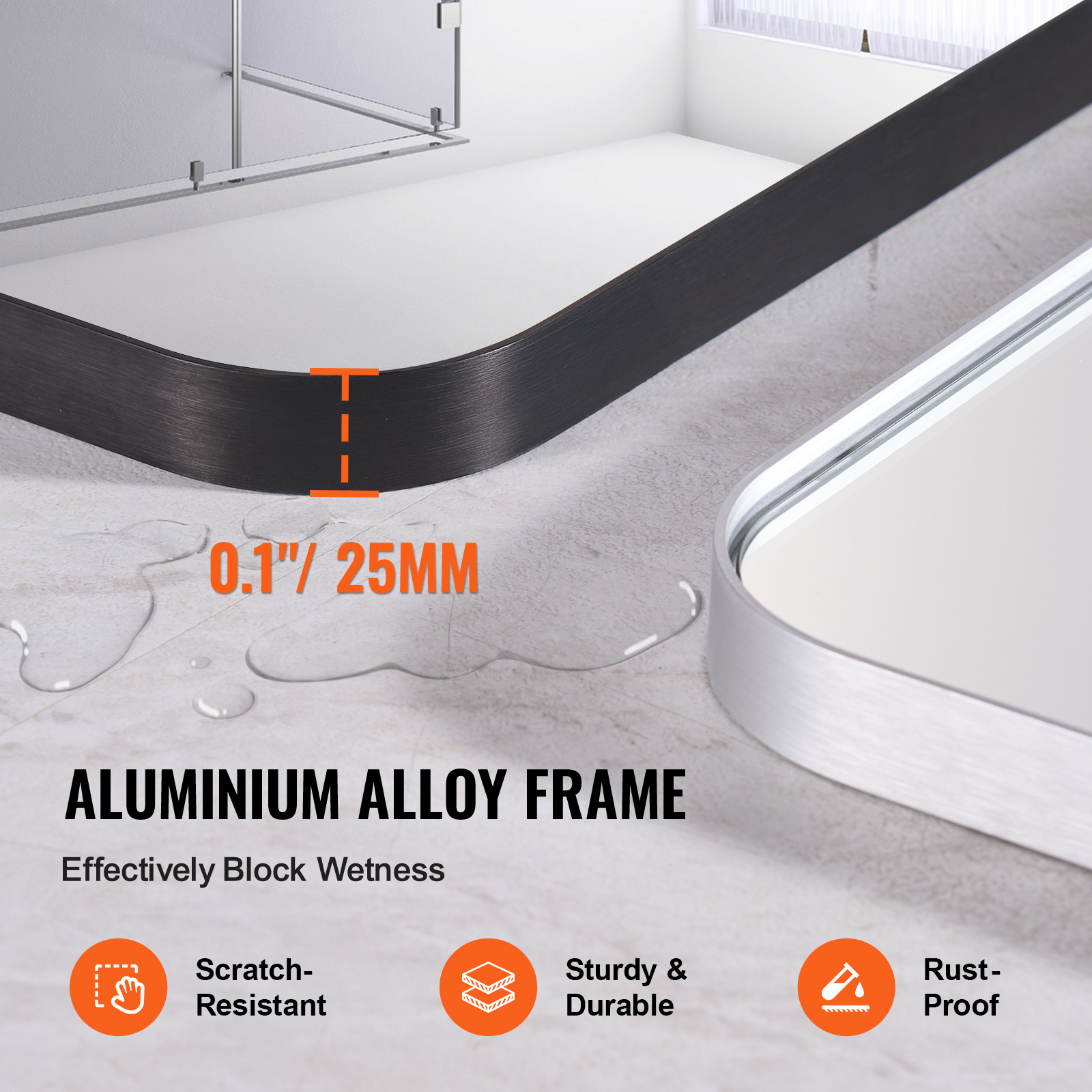VEVOR 壁掛け化粧鏡 アルミニウム合金フレーム付き 防爆 - Sustainable Living Usa のレビューと価格